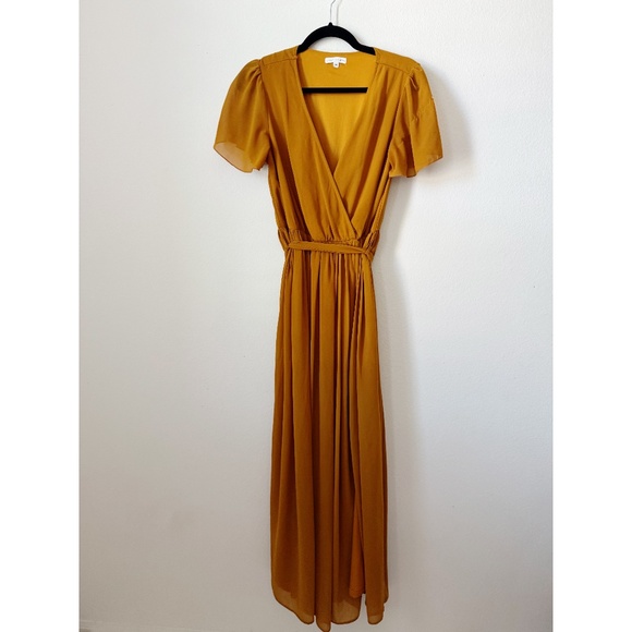 Baltic Born Kristina Maxi Dress Mustard Gold Yellow M - Picture 3 of 7